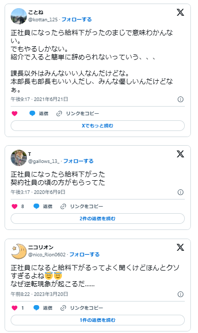 正社員になったら給料下がった
